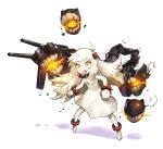  1girl ahoge chibi full_body kantai_collection long_hair northern_ocean_hime open_mouth pale_skin sendrawz solo white_background white_hair yellow_eyes 