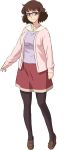 1girl bangs blunt_bangs brown_eyes brown_hair eyebrows full_body highres koura_ayano loafers looking_at_viewer official_art pantyhose re:creators shoes short_hair skirt solo transparent_background 
