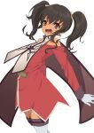  1girl anise_tatlin ao-tombo black_hair brown_eyes gloves long_hair looking_at_viewer open_mouth simple_background smile solo tales_of_(series) tales_of_the_abyss thigh-highs twintails 