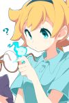  1girl ? blonde_hair blue_eyes freckles glasses hairband koshou_shichimi little_witch_academia lotte_jansson shirt short_hair short_sleeves spirit 