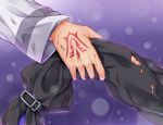  blood command_spell fate/grand_order fate_(series) fujimaru_ritsuka_(male) hand_holding kuragari meltlilith sleeves_past_wrists torn_clothes 