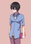  1boy black_eyes black_hair book highres kjech long_shirt pants senpai_(yandere_simulator) shirt solo yandere_simulator 