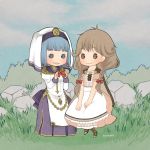 2girls bow chibi dress effie_(fire_emblem) fire_emblem fire_emblem_echoes:_mou_hitori_no_eiyuuou multiple_girls nun silk_(fire_emblem) smile