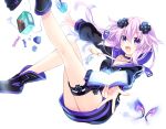 1girl adult_neptune bangs blush candy collar collarbone d-pad eyebrows_visible_through_hair food hair_ornament highres holding hood jacket long_hair looking_at_viewer neptune_(series) official_art open_mouth purple_hair shin_jigen_game_neptune_vii short_hair sky smile solo track_jacket transparent_background tsunako violet_eyes 