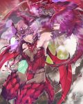  1girl blue_eyes braid dragon dragon_girl dragon_horns dragon_tail fufuhol gem groin highres horns long_hair looking_at_viewer nail_polish pointy_ears purple_hair purple_nails scales solo tail tenkuu_no_crystalia tiara wings 