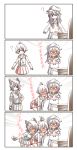  3girls 4koma ? ahoge akatsuki_(kantai_collection) bangs black_gloves black_hair black_legwear blouse blush book cardigan chair collarbone collared_shirt comic crying crying_with_eyes_open desk emphasis_lines eromanga eyebrows_visible_through_hair eyepatch fingerless_gloves flat_cap fujisaki_yuu_(faint_wistaria) full-face_blush gloves hand_on_hip hat headgear heart holding holding_book holding_hair kantai_collection leaning_forward long_hair long_sleeves manga_(object) multiple_girls neckerchief necktie open_mouth pleated_skirt purple_hair red_skirt sakawa_(kantai_collection) school_uniform serafuku shirt short_hair skirt sleeveless sleeveless_blouse sleeves_rolled_up tears tenryuu_(kantai_collection) thigh-highs trembling triangle_mouth wavy_mouth white_gloves yellow_eyes 