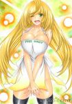  1girl apron blonde_hair breasts fingernails highres large_breasts lips lusamine_(pokemon) marker_(medium) naked_apron pokemon pokemon_(game) pokemon_sm takecha traditional_media 