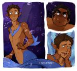  2boys artist_name dark_skin dark_skinned_male fish_tail holding_breath hunk_(voltron) lance_(voltron) male_focus merman mizy_miyajima monster_boy multiple_boys pointy_ears underwater voltron:_legendary_defender 