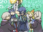  blonde_hair blue_eyes blue_hair blush brother_and_sister cake cape closed_eyes dress dual_persona father_and_daughter fire_emblem fire_emblem:_kakusei food gloves hair_ornament krom liz_(fire_emblem) long_hair lucina male_my_unit_(fire_emblem:_kakusei) my_unit_(fire_emblem:_kakusei) open_mouth pirihiba short_hair short_twintails siblings smile sumia tiara twintails 