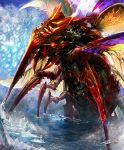  artist_request carapace cygames forest glowing glowing_eyes horn insect insect_wings lake mandibles nature no_humans official_art red_eyes rhinoceroach shadowverse shingeki_no_bahamut water wings 