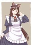  1girl alternate_costume brown_hair enmaided imaizumi_kagerou looking_at_viewer maid poronegi red_eyes solo touhou 