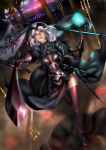  1girl absurdres armor armored_boots armored_dress balcony boots candle candlestand clouds fate/apocrypha fate/grand_order fate_(series) grey_hair headpiece highres jeanne_alter maeko_(pixiv17012595) ruler_(fate/apocrypha) short_hair sketch solo standard_bearer sword thigh-highs thighs weapon 