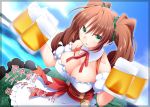  absurdres alcohol alternate_costume beer beer_mug breasts brown_hair check_commentary cleavage commentary_request dress formation_girls german_clothes green_eyes highres josephine_priller kaneda_mitsuko large_breasts maid sleeveless sleeveless_dress twintails 