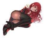  1girl :o ass bare_shoulders black_boots black_gloves black_panties boots breasts cleavage closed_eyes crimson_avenger_(elsword) dress elesis_(elsword) elsword expressionless foreshortening full_body gloves high_heel_boots high_heels long_hair looking_at_viewer lying medium_breasts on_side open_mouth panties panties_over_pantyhose pantyhose pinb red_dress red_eyes red_legwear redhead simple_background skindentation sleeveless sleeveless_dress solo strap_slip thigh-highs thigh_boots tsurime underwear very_long_hair wavy_hair white_background 