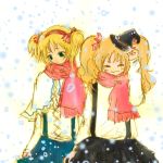  alternate_hairstyle bad_id hat kirisame_marisa momoko_(pixiv219000) ribbon ribbons scarf snow touhou twintails 