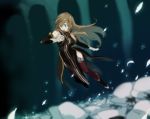  blue_eyes blurry boots brown_hair depth_of_field dress garden gloves long_hair surprised tabard tales_of_(series) tales_of_the_abyss tear_grants thighhighs zettai_ryouiki 