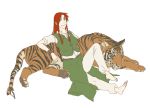  blue_eyes braid hong_meiling long_hair red_hair redhead smile tiger torinone touhou twin_braids 