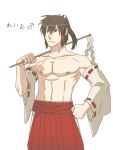  detached_sleeves genderswap gohei hakurei_reimu japanese_clothes male miko shirtless torinone touhou 
