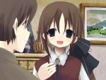  blush brown_hair happy ponytail ribbon ribbons smile symphonic_rain tortinita_fine 