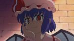  cap fang hat jpeg_artifacts maikaze remilia_scarlet ribbon ribbons screencap touhou touhou_musou_kakyou wings 