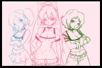  blossom blossomppg breasts bubbles bubbles_(ppg) buttercup buttercup_(ppg) choker cleavage gradient grown_up monochrome octi pink_background powerpuff_girls watermark 