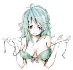  bare_shoulders bikini_top blue_hair breasts female original purple_eyes sketch soutatsu traditional_media violet_eyes 