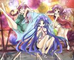  blue_hair original panties pink_hair pointy_ears ribbon ribbons tsukiyo tsukiyo_(skymint) underwear undressing 