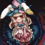  apron blood bunny_ears frills hat irisu_kyouko irisu_syndrome long_hair rabbit_ears red_eyes silver_hair witch_hat 