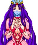  breasts cleavage dress final_fantasy long_hair lowres mask oekaki purple_hair solo 