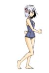  animated animated_gif barefoot duplicate easytoon kotonomiya_yuki maid one-piece_swimsuit school_swimsuit spinning suigetsu swimsuit 