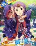  blush character_name idolmaster idolmaster_million_live! kimono makabe_mizuki short_hair spring violet_hair yellow_eyes 