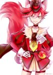  1girl blush cure_chocolat female hat kenjou_akira kirakira_precure_a_la_mode long_hair magical_girl ponytail precure red_eyes redhead smile solo takezaki_(artist) 