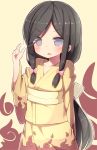  1girl black_hair blush fujiwara_gacho hair_ribbon hyuuga_hanabi japanese_clothes kimono long_hair naruto naruto:_the_last no_pupils obi open_mouth ribbon sash solo tress_ribbon very_long_hair yukata 