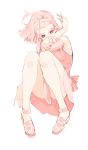  1girl dress hairband jojo_no_kimyou_na_bouken pink_dress pink_eyes pink_hair ribbon sandals short_hair solo sugimoto_reimi zakki 
