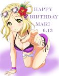  bikini birthday blonde_hair blush hair_ring love_live!_sunshine!! ohara_mari short_hair smile yellow_eyes 