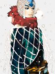  1boy adapted_costume blue_eyes breath capelet guido_mista hat jojo_no_kimyou_na_bouken male_focus scarf snowing solo winter zakki 