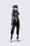  1girl bodysuit full_body gloves grey_eyes helmet looking_at_viewer science_fiction short_hair simple_background solo standing white_hair yucca-612 
