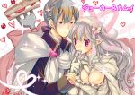  1boy 1girl breasts cape cleavage_cutout dress eating female_my_unit_(fire_emblem_if) fire_emblem fire_emblem_heroes fire_emblem_if food joker_(fire_emblem_if) kero_sweet large_breasts my_unit_(fire_emblem_if) smile wedding_dress white_hair 