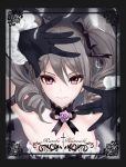  black_gloves character_name commentary_request drill_hair giba_(out-low) gloves gothic_lolita hair_ribbon highres idolmaster idolmaster_cinderella_girls kanzaki_ranko lolita_fashion looking_at_viewer red_eyes ribbon silver_hair smile twin_drills twintails 