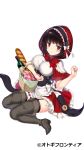  1girl alcohol apron basket black_hair boots bow bread breasts copyright_request eyebrows_visible_through_hair food highres hood hoodie impossible_clothes impossible_shirt kuro_chairo_no_neko large_breasts little_red_riding_hood little_red_riding_hood_(grimm) looking_at_viewer parted_lips plaid shirt short_hair simple_background sitting skirt solo taut_clothes taut_shirt thigh-highs thigh_boots underbust violet_eyes waist_apron white_background wine yokozuwari 
