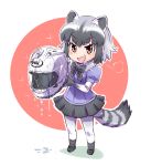  absurdres animal_ears boots common_raccoon_(kemono_friends) fang_out helmet highres iesupa kemono_friends motorcycle_helmet open_mouth pantyhose skirt tail wet 