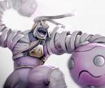  1boy arms_(game) bandage boxing_gloves domino_mask gonzarez male_focus mask master_mummy_(arms) open_mouth red_eyes solo white_background 