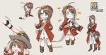  artist_name boots braid brown_boots brown_hair coat copyright_name dressing dual_persona french_braid girls_frontline gloves green_eyes gun hair_ornament hat knee_boots lee-enfield lee-enfield_(girls_frontline) medal one_eye_closed open_mouth pants personification red_coat ribbon rifle scope short_hair sketch soramame_(corndog) sparkle sweatdrop text thompson_submachine_gun_(girls_frontline) weapon white_gloves white_pants younger 