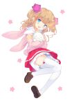  1girl blue_eyes blush highres liechi open_mouth original skirt smile socks white_legwear 