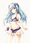  bikini blue_eyes blue_hair blush long_hair official_art shy skirt 