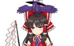  &gt;:( 1girl animal animal_on_head animalization annoyed ascot bird bird_on_head black_hat blue_ascot bow brown_eyes brown_hair crow detached_sleeves frilled_bow frilled_shirt_collar frills frown gohei hair_bow hair_tubes hakurei_reimu hat hat_bow kirisame_marisa long_hair looking_to_the_side meitei on_head red_bow red_shirt shirt sidelocks simple_background sweatdrop touhou white_background white_bow witch_hat 