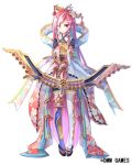  absurdly_long_hair bow_(weapon) copyright_name hair_ornament jurakudai_(oshiro_project) long_hair lowres official_art oshiro_project oshiro_project_re pink_hair sho_(runatic_moon) very_long_hair weapon white_background 