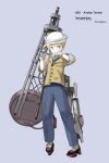  1boy blonde_hair dixie_cup_hat full_body gloves grey_background hat jacket kuuro_kuro male_focus mecha_danshi military_hat original personification rudder_shoes sailor_hat short_hair simple_background smile solo uss_porter_(ddg-78) wiping_mouth yellow_eyes 