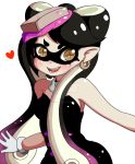  +_+ 1girl :d aori_(splatoon) armpit_peek bare_shoulders black_hair breasts brown_eyes choker domino_mask dress earrings eyebrows_visible_through_hair fangs food food_on_head gloves gradient_hair grey_background hair_ornament heart highres hoop_earrings jewelry jumpsuit long_hair looking_at_viewer lunaticlann mask mole mole_under_eye multicolored_hair object_on_head open_mouth outstretched_arms pointy_ears sharp_teeth shiny shiny_hair short_eyebrows smile solo splatoon strapless strapless_dress sushi teeth thick_eyebrows transparent_background upper_body very_long_hair white_gloves 