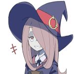  10s 1girl artist_request brown_hair hair_over_one_eye hat little_witch_academia long_hair pale_skin red_eyes smile sucy_manbavaran witch witch_hat 